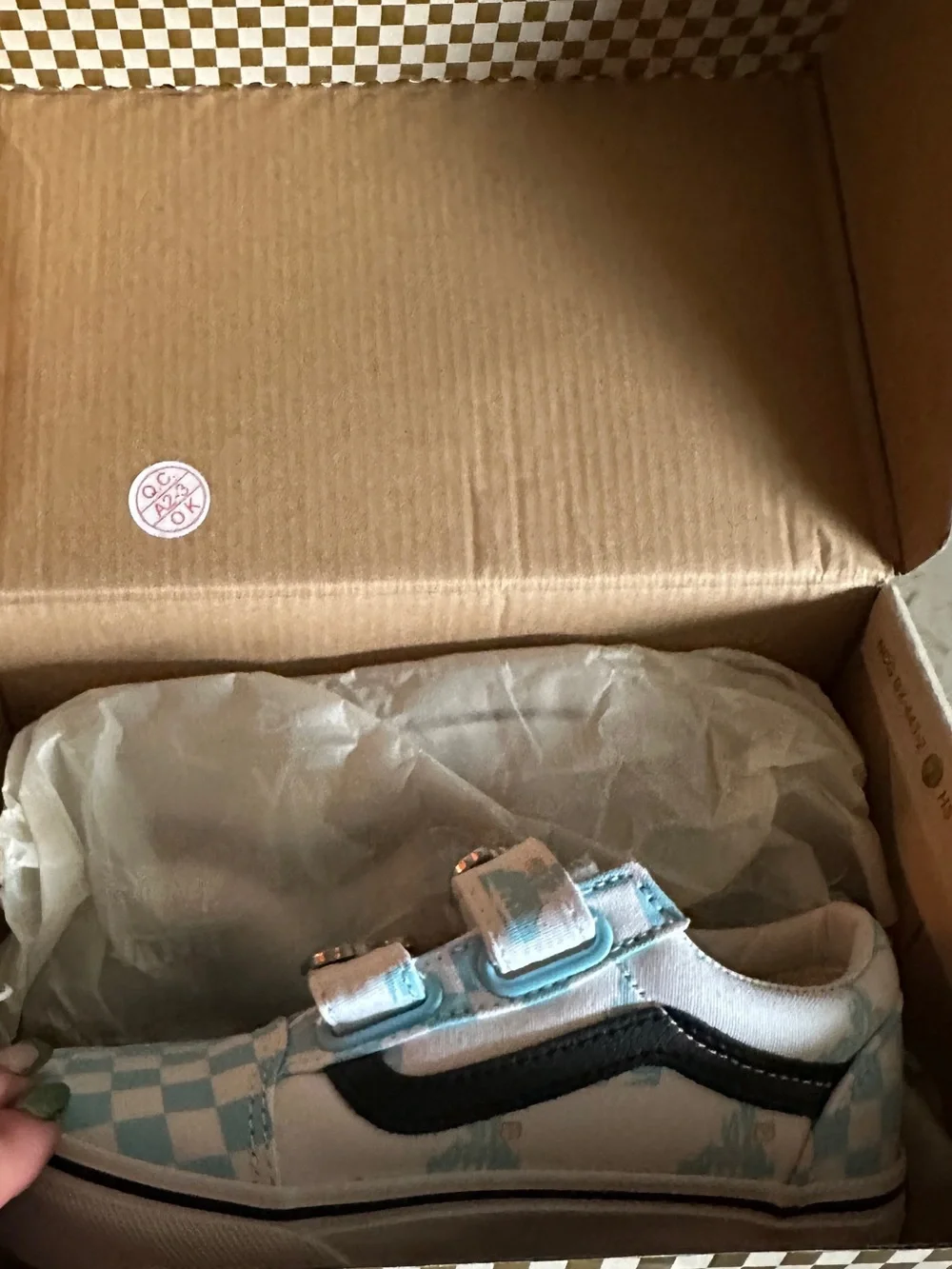 Kids Mickey Mouse Blue & White Velcro VANS Sneakers — NEVER WORN, size kid 12